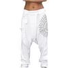 ORANDESIGNE Pantaloni Casual da Uomo in Lino e Cotone, Leggeri e Larghi, da Spiaggia, Yoga, Gamba Ampia B Bianco L