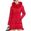 ORANDESIGNE Cappotto Invernale Donna Piumino Giacca Lungo Giubbino con Pelliccia Cappuccio Piumino Cappotti Eleganti Caldo Parka Outwear Trench Giubbotto con Zip e Tasche C Rosso XS