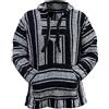 Baja Direct Del Mex Felpa con cappuccio in stile hippie e surf, maglione baja, poncho messicano, pullover, Nero/Bianco, Small
