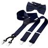 DonDon Set di bretelle eleganti e papillon per uomo, forma a Y, larghezza 3,5 cm, fatto a mano - Accessorio elegante per matrimonio, festa, smoking - Blu notte