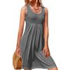 Rayson Abiti Donna Estivi Casual Vestiti Maniche Senza Abiti Elegante Mini Abito a Pieghe Vestito Scollo a U Maniche Senza T Shirt Dress Estiva Donna Miniabito(Grigio Scuro,L)