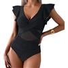 Generisch Costume Intero Donna Volant Tulle Snellente Controllo Pancia Scollo a V Incrociato Trend 2025