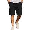 COOFANDY Pantaloncini da Uomo in Cotone Cargo Shorts Pantaloni Casual Corti Vita Elastica Estate con Tasche S-3XL Nero M