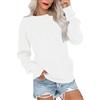 PLOKNRD Donna Felpa con Tasche Leggera Senza Cappuccio Maglia Tempo Libero Sport Basic Casual Style(Bianco,L)