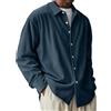 EQWIGKEIT Camicia in velluto a coste, da uomo, tinta unita, vintage, per il tempo libero, per il tempo libero, calda, in flanella, per l'inverno, B4 Bu2, 5XL