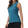 MoFiz Donna Senza Maniche Maglietta Canottiera Camicia Golf Tennis Estiva Traspirante con Cerniera Blu Mare XL