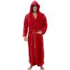 OBiQuzz - Accappatoio da uomo lungo in pile soffice, con cappuccio, pigiama invernale, jumpsuit, tuta in velluto, caldo, casa, morbido, sauna, vestaglia notturna, super morbida, Colore: rosso, L