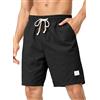 JMIERR Uomo Lino Pantaloncini con Tasche e Marchio Bermuda Leggero Estivo Pantaloni Corti