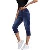 Onsoyours Pantaloni Capri per Donna Estivi Jeans a Vita Alta Eleganti 3/4 Pantaloni in Denim Jeggings Corti Jeans Capri H Blu Scuro XL