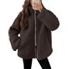 uxxnjfg Giubbotto Donna Invernale Peluche Fleece Felpa Pile Cappotto Donna Invernale Elegante Sportiva Giubbotto con Cappuccio Casual Cardigan Parka con Tasche Abbigliamento(Marrone,L)