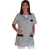 tessile astorino Ricamo 0 - Camice da Lavoro Donna - Grigio e Nero - Divisa per Maestra, Imprese di Pulizia, Parrucchiera, Estetista, Scuola Infanzia - Casacca Personalizzata