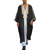 Genérico Kimono da Uomo in Medio Oriente Dubai Abbigliamento Musulmano Ricamato Apertura Frontale Giacca Araba Kaftan Abaya Tunica Islamica, Nero , Taglia unica