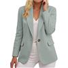 Generico Casual da Donna Aperto Sul Davanti Completo Donna Elegante Cerimonia Elegante a Maniche Lunghe Giacca Primaverile Tascabile per Uso Quotidiano e Ufficio in Tessuto di Poliestere (Light Green, M)