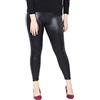 Nuofengkudu Donna Ecopelle Leggings Taglie Forti Collant Pantaloni Vita Alta Elasticizzati Senza Cuciture Opachi Morbidi Pantacollant Moda Pants(Nero,5XL)