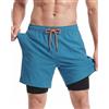 maamgic Costume Uomo Mare 2-in-1 Asciugatura Rapida Slip Interno | Tessuto elasticizzato in quattro direzioni, Pantaloncini da bagno 2 in 1, con tasche con cerniera, per Spiaggia Sportivi