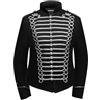 Pamposh Giacche da parata da batterista militare Steampunk Hussar - Abbigliamento gotico Napoleone - Giacche da donna per banda da marcia - Giacche da donna emo punk, Bianco e argento., XL