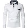 STTLZMC Camicia Polo da Uomo in Cotone Manica Lunga Maglietta Denim Collare 50 Bianco L