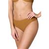 Goldenpoint Donna Costume da Bagno Lamè - Parte Bassa del Bikini - Slip Fianco Alto Doppiato a Costine con Lurex Tinta Unita Taglia M Colore Beige