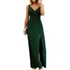 KOEMCY XFSRG Abito Elegante Donna a V Profonda Abiti Elegante Senza Maniche Vestiti Donna Sexy Bassa Gonna Lunga a Party Cocktail Clubwear Abito Lungo Verde Vestito