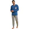 Karelpiù Pigiama Uomo Cotone Lungo Leggero Estivo - Pigiama Lungo Due Pezzi Aperto o Chiuso in 100% Fresco Cotone. Taglie Over Size (IT, Testo, XXL, Regular, Regular, 4196 Blu)