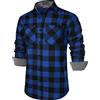 PARKLEES Camicie da uomo classiche ed eleganti, vestibilità regolare, casual, a maniche lunghe, con bottoni, in pile scozzese, con tasca, Blu e nero, S