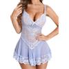 RSLOVE Lingerie per Donna Babydoll in Pizzo Camicia da Notte Sexy in Maglia Chemise con Scollo a V Abito da Notte