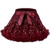 LACOFIA Gonna Tulle per Bambina Gonna tutù per Bambine e Ragazze a Strati con Volant Gonne da Principessa a Vita Elastica Mini Gonna Bolla per Feste Danza Vino Rosso 8-10 Anni