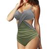 Rayson Costume Intero Donna Tummy Control Hollow out Criss Cross Monokini Push Up High Waist Costume da Bagno Intero