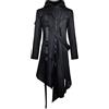 Generic Cappotto gotico da uomo con cappuccio, giacca steampunk da uomo Midi, classico nero medievale frack con zip, cortile vittoriano, vestito performance, costume da vampiro, cosplay, Halloween, costume S