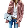 ShallGood Donna Cappotto Lunghi Pelliccia Ecologica Manicotto Cappotti Caldo Inverno Giacca con Cappuccio Pelliccia Sintetica Tinta Unita Risvolto Outwear Scuro Rosa IT 46