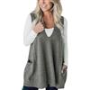 VaiKanhai Gilet da Donna Nero in Lana con Tasche, Maglia a V, Gilet da Donna, Maglia Senza Maniche, Gilet a V, Maglia Sciolta a Costine, Casual, Aderente, Top a Tunic, Gilet con Pelliccia, Ag., XL