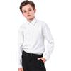 mintgreen Ragazzi Uniforme Scolastica Manica Lunga Cotone Abito Formale Solido Maniche Lunghe Abbigliamento, Bianco, 7-8 Anni