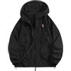Generic Giacca da sole traspirante ad asciugatura rapida da uomo, UPF 50+, blocco UV, con cappuccio, stile casual, nero, Large