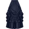 YOSUWOAI Gonna vittoriana da donna rinascimentale medievale maxi gonna con volant a vita alta, linea ad A, gonna lunga steampunk, vintage, carnevale, feste, cosplay, O blu navy, L
