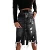 Generic Gonna in jeans da donna Midi, lunghezza al ginocchio, gonna midi blu con spacco a vita alta con tasche, gonna a vita alta strappata, per donne, sci, swing, tinta unita, per il tempo libero, estiva,