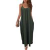 LIUYUYOUGO Vestiti Estivi Donna Vestito Lungo Estivo da Donna con Spalline Sottili Elegante Scollo A Barchetta Arricciato Svolazzante Sexy Senza Maniche Canotta Senza Schienale Prendisole Tinta Unit