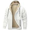 Genérico Giacca Invernale Imbottita Tinta Unita con Tasche Felpa Casual Uso Quotidiano Giacca in Pile Uomo con Cappuccio e Cerniera, bianco, S