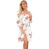 PrinStory Accappatoio Donna Leggero Manica 3/4 Vestaglia Kimono Roben Corto Pigiameria