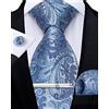DiBanGu Set di cravatta da uomo in seta, motivo paisley, con fazzoletto da taschino e gemelli, set formale per matrimonio e business, Taglia unica