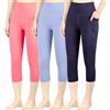 BIG ELEPHANT Confezione da 3 Leggings Capri Bambina con Tasche - Pantaloni Sportivi Yoga a Vita Alta per Bambine, Corsa, Danza, Allenamento