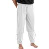 ORANDESIGNE Pantaloni Tinta Unita Eleganti Uomo Medievale Rinascimentale Vichingo Pirata Pantaloni Costume Cosplay Pantaloni Larghi Cavaliere Contadino Naufraghi Costume Pantaloni F Bianco XL