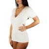 Clessidra Pacco da 3 Magliette a Manica Corta con Forma Seno e Ricamo in Lana Cotone Made in Italy, Magliette Intime Donna, Lana Cotone, Maglia Mezza Manica, Camiciola, Reggiseno PT4231 (4, Bianco)