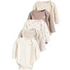NEXT Unisex Bambino Confezione da 5 body bebè a maniche lunghe Neutral Bear 3 Mesi-6 Mesi