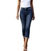 Onsoyours Capri Jeans Donna Estivi a Vita Alta Pantaloni Pinocchietto 3/4 Jeggings Elasticizzati con Tasche A Blu Scuro M
