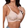 SHARICCA Reggiseno senza cuciture da donna senza ferretto, profondo scollo a V, reggiseno push up bralette morbido, comodo, senza ferretto, rosa chiaro, XL