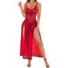 RSLOVE Lingerie Sexy Donna Babydoll Abito al Ginocchio Abito Senza Maniche Vino Rosso XL