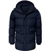 heekpek Giubbotto Invernale Uomo Cappotto con Cappuccio Idrorepellente Lungo Giacca Imbottito in cotone Giacconi Invernali Parka da Sci Snowboard Trekking, Blu scuro, L
