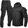 ZDSUHYIW Tuta da pesca tattica da uomo 2 pezzi giacca antipioggia pantaloni cargo caldi uniforme invernale set tuta da sci in due pezzi tuta militare da uomo abbigliamento da caccia outdoor tuta
