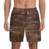 FKGKDF Pantaloncini da bagno da uomo rustici con stampa in legno antico granaio, pantaloni da surf con fodera a compressione e tasche utili