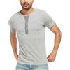 WAZZAP Maglietta Uomo Manica Corta Henley T-Shirt Cotone Girocollo Casual Top con Bottoni